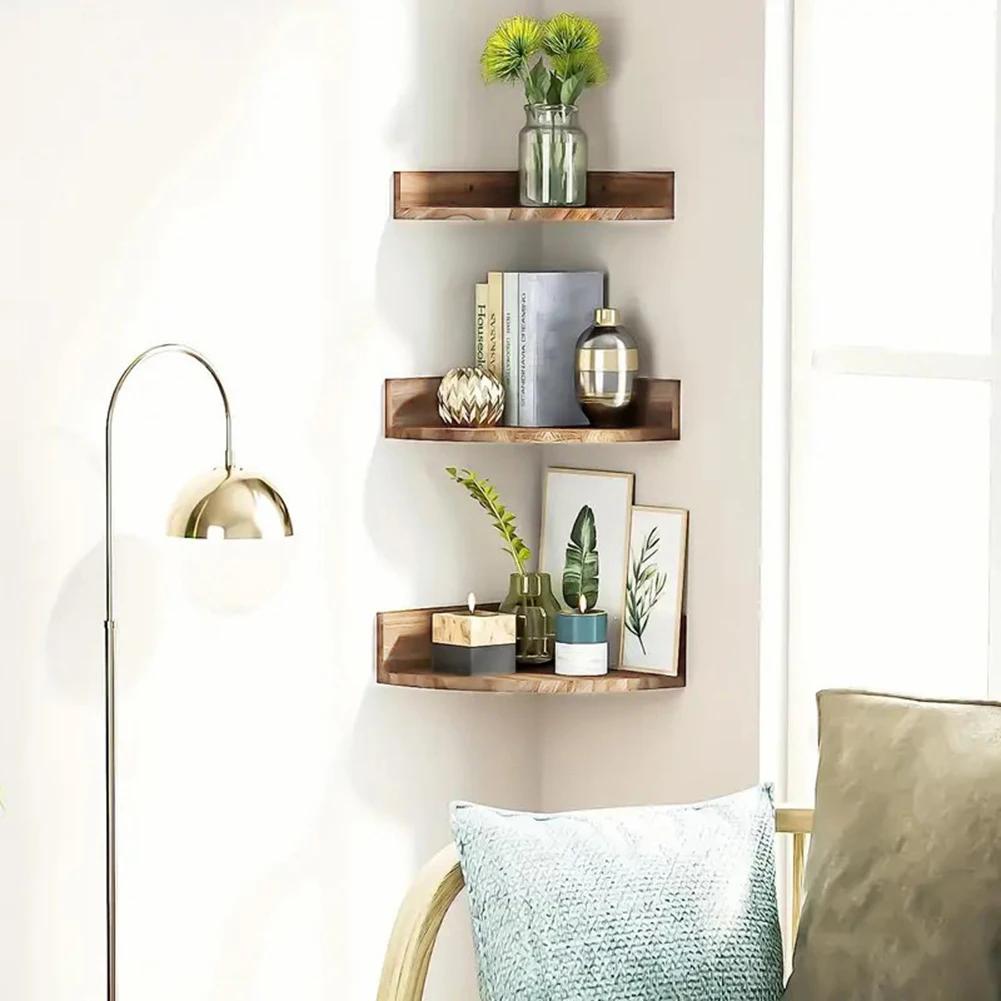 Fan-shaped Shelves Corner Shelves Home Decoration Ample Storage Space High-quality Wood Reliable Storage Solution
