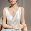 Женская летняя шелковая майка, атласный топ с V-образным вырезом, уникальный базовый слой.