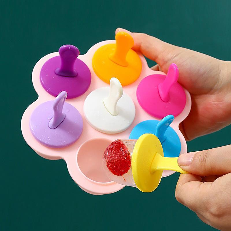 7 отверстий DIY Ice Cream Pops Силиконовая форма для мороженого, шарики для мороженого, формы для фруктового мороженого, детские фруктовые шейки, аксессуары для домашней кухни, инструмент
