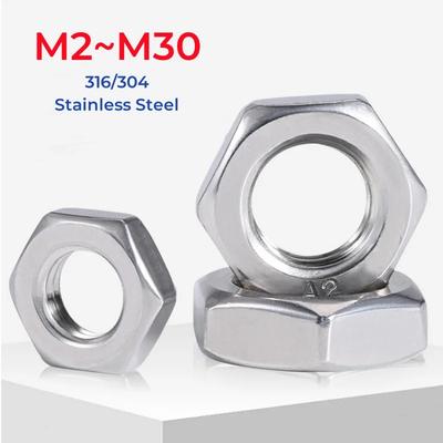 M2 M2.5 M3 M4 M5 M6 M8 M10~M30 Нержавеющая сталь 316/304 Плоская Шестигранная Шестигранная Тонкая Гайка Метрическая Резьба Блинчиковая Низкая Самоконтрящаяся Гайка