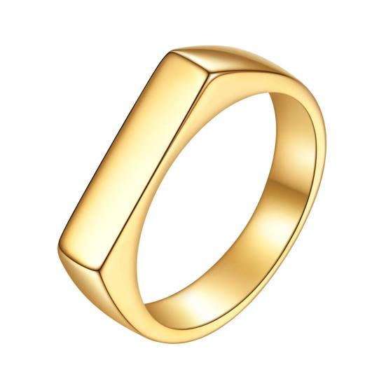 Vintage Unisex Ring Pure Color Polished Titanium Steel Flat Surface Simple Style Luster Multi Sizes Anti-Rust Lightweight Finger Jewelry