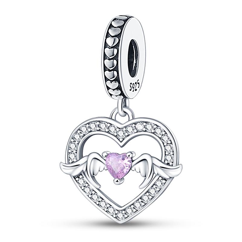 Copper Simple Hollow Heart-Shaped Pendant Fit Pandach Diy Bracelets Charm Beads Luxury Anniversary Birthday Gifts Jewelry