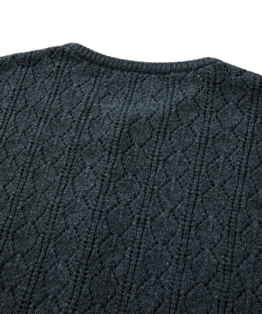 MMIC Cashmere Crochet Cardigan (Charcoal)