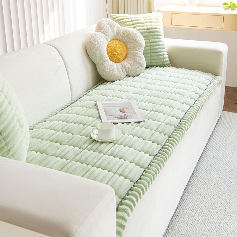 Утолщенный стеганый теплый полосатый фланелевый диванный коврик для зимней гостиной, диванное полотенце, многофункциональный чехол на диван, накидка
