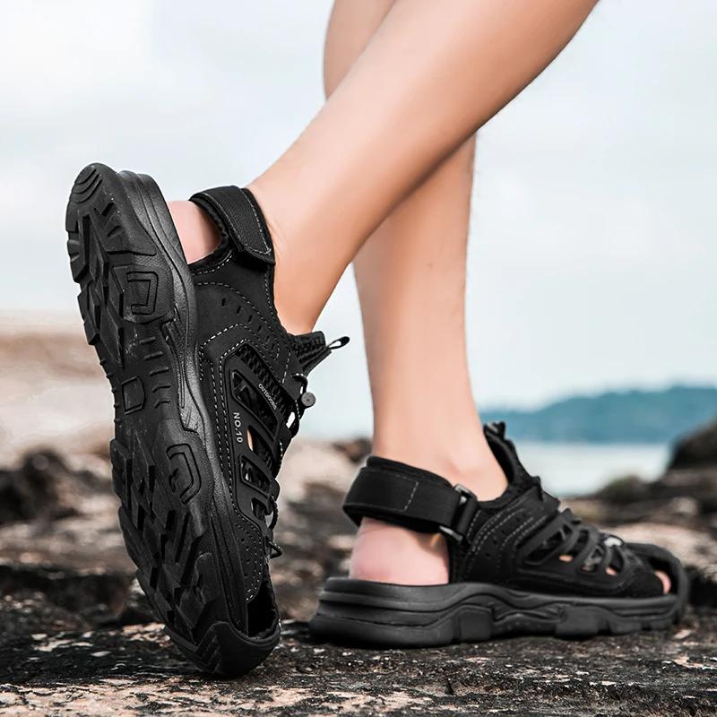 Men Sandals Summer Driving Shoes Man Quick Dry Wading Aqua Shoes Breathable Mesh Flats Non-Slip Male Outdoor Sandals
