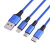 Кабель для быстрой зарядки 3 в 1 1,2 м, шнур для передачи данных для iPhone, для телефонов Android (синий)