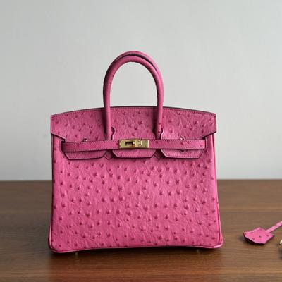 Версия с платиновой подкладкой Узор страуса Воловья кожа Обновленный стиль Модная Большая вместимость Женская сумка