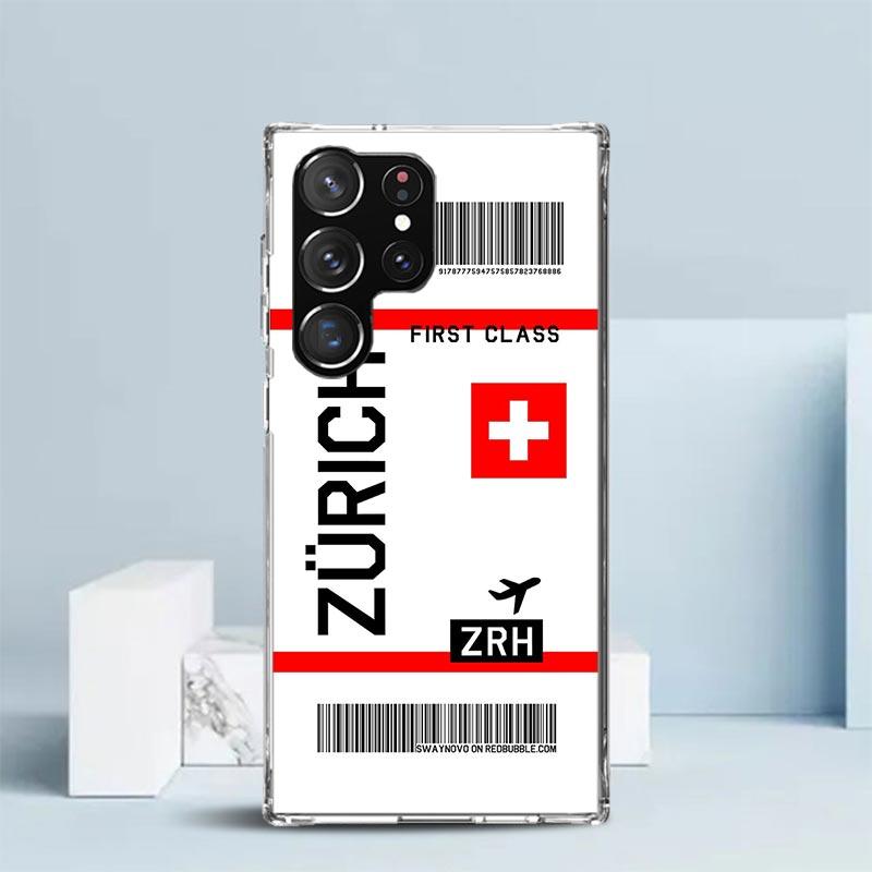 Travel Ticket Label Phone Case For Samsung Galaxy S24 S25 Edge S26 Ultra S22 S23 Plus S21 + S20 FE Soft TPU Back Cover Galaxy S2