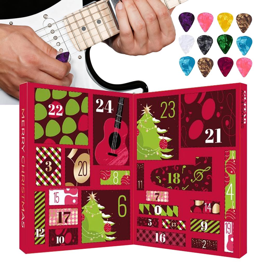 Advent Calendars 2025, Guitar Player Christmas Countdown Calendar With 22 Picks And Pick Holder, Bass Ukulele Music Lover Gift