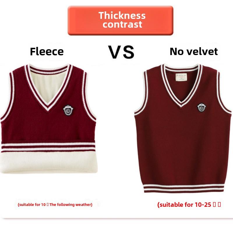 V-neck Contrast Wool Vest Boys Knitted Vest Sweater Girls School Uniform Kindergarten Uniform