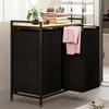 2 Compartment Laundry Hamper, Large Fabric Sorter for Bathroom & Closet, Tall Dual-Bin Dirty Clothes Basket