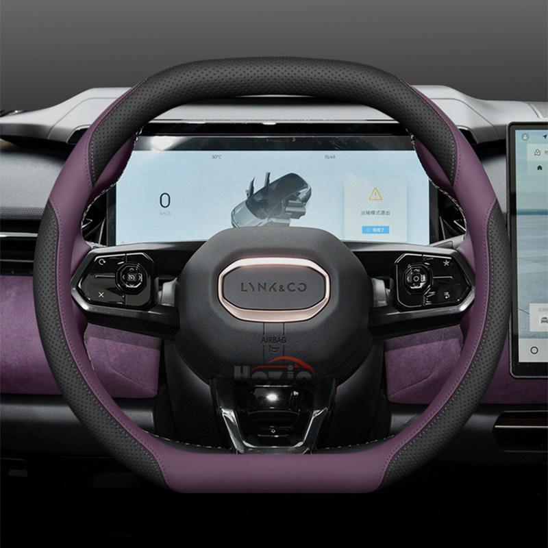 Leather Car Steering Wheel Cover for Lynk Co 08 06 02 07 2025 2026 Accessories Lynk Co Steering Wheel Cover