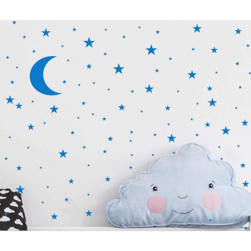 Комбинация звезд и луны, настенная наклейка для детей, детских комнат, спальни, фона, домашнего декора, обоев, самодельных наклеек, детских наклеек