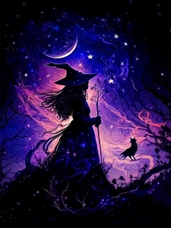 Fantasy Starry Sky Halloween Diamond Painting New Collection 2024 Witch Moon Magic Diy Full Drill Rhinestone Embroidery Arts Mosaic Cross Stitch Kits