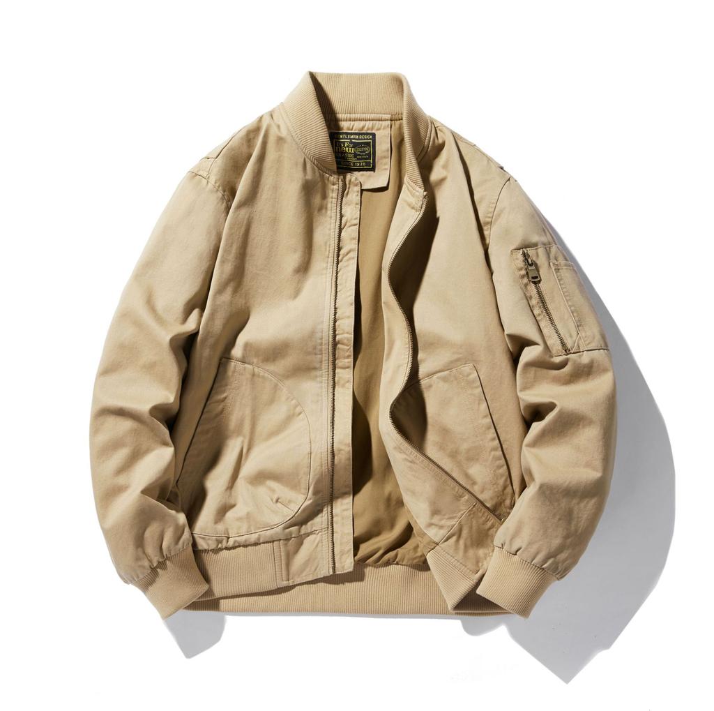 Весной и осенью новая мужская куртка из чистого хлопка Air Force MA1 с воротником-стойкой для пилота, свободная повседневная куртка для мужчин