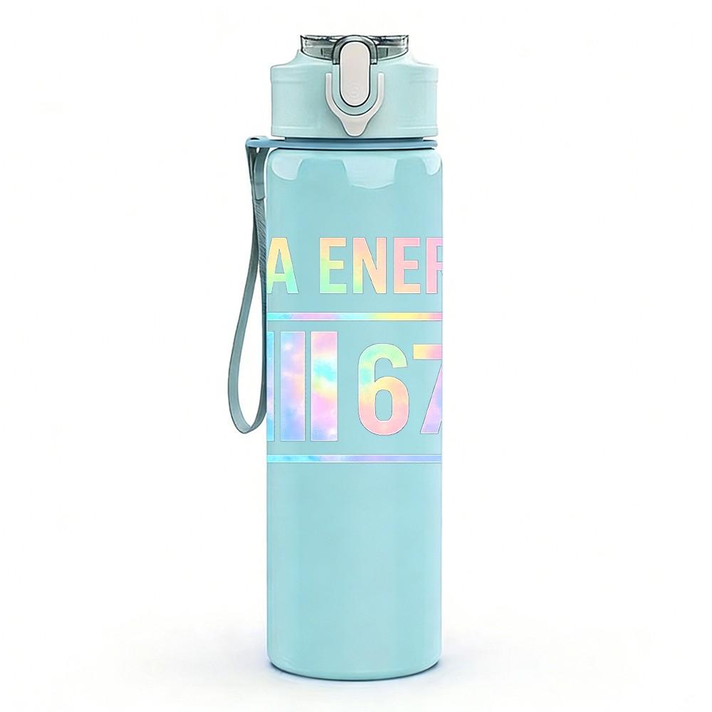 1PC Aura Energy Hks 67 Color Gradient Print 750ml Color Plastic Sports Water Bottle Leakproof Flip Straw Lid Suitable for Sports Office Home Use