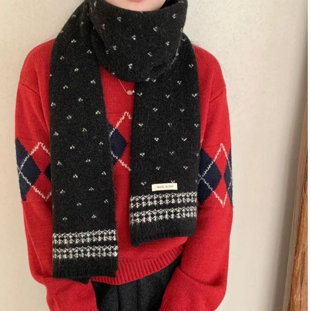 Korean Style Knitted Scarf Retro Winter Scarf Sweet Ladies Wool Scarf