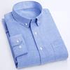 Осенняя мужская рубашка с воротником-стойкой, пуговицами, длинными рукавами, однотонная, облегающая, средней длины, повседневная, официальная, деловая, для поездок на работу