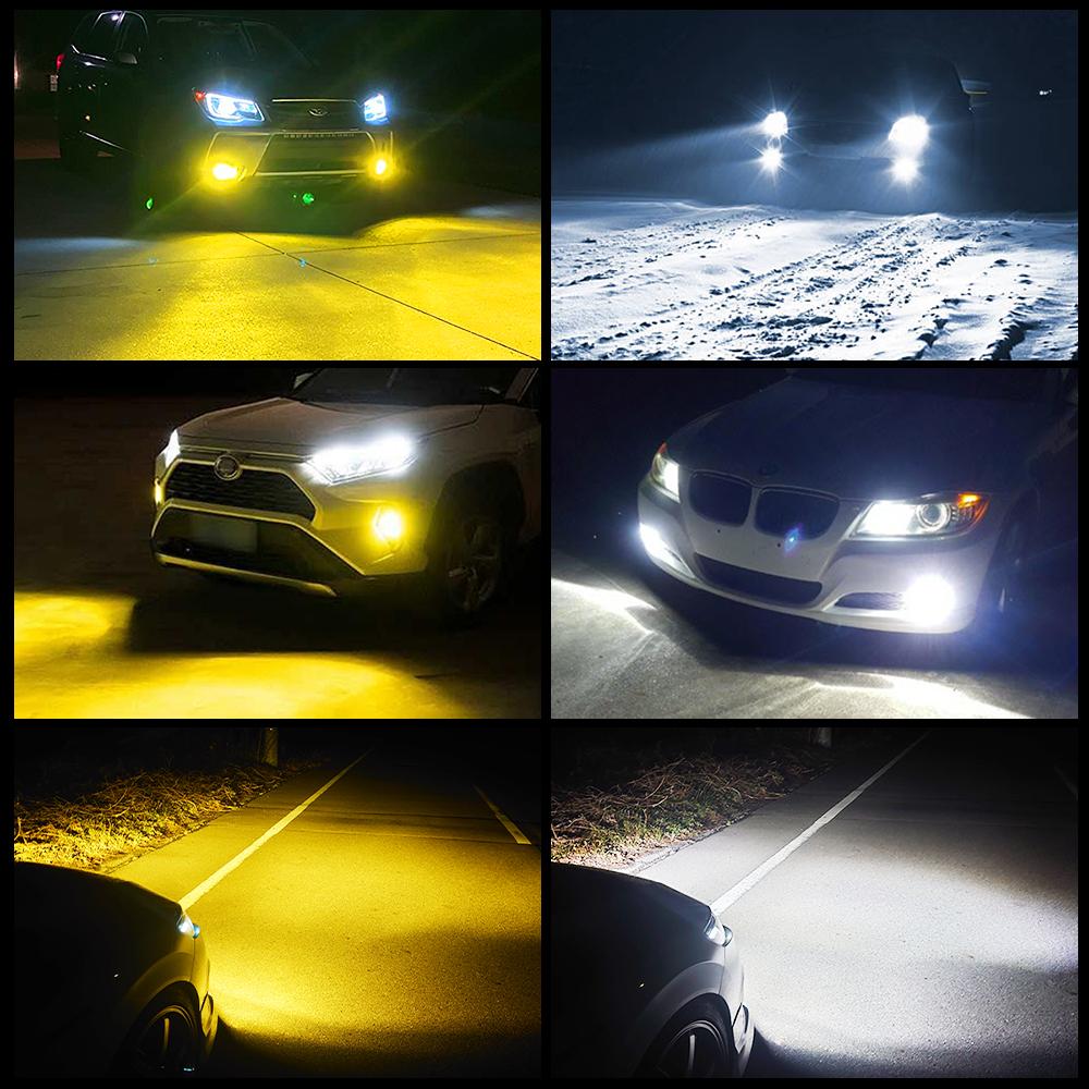 AUXITO 2Pcs Dual Color H8 H11 H9 H16(JP) LED Bulb Fog Lights Switch Switchback White Yellow Auto DRL Driving Lamp 12V Super Bright Car LED Fog Lamp