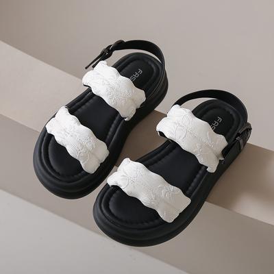 Модные летние босоножки на платформе с круглым носком и открытым носком, мягкая подошва, удобная нескользящая женская обувь