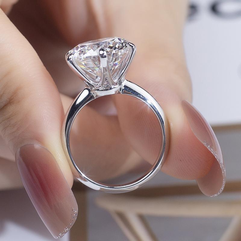 Messi Jewelry Белое золото 18 карат Круглая огранка Искусственный бриллиант Женские роскошные обручальные кольца