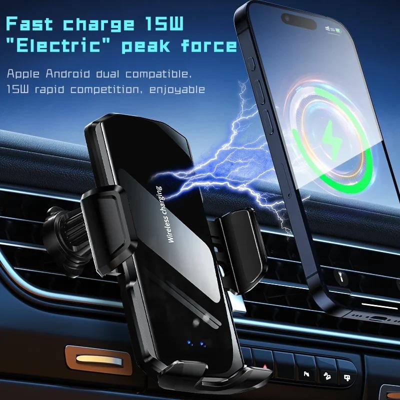 Wireless Car Air Vent Phone Holder 15W Fast Charging Infrared Induction Stand Mount for iPhone 12 13 14 15 Pro Max Phone Holder
