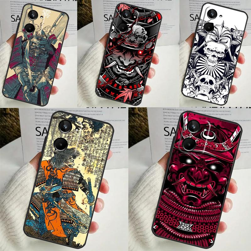 Чехол с изображением демона и маски самурая для Realme C55 C53 C51 C35 C33 C30 C67 C21Y C25s C15 9 10 12 11 Pro Plus GT Neo5