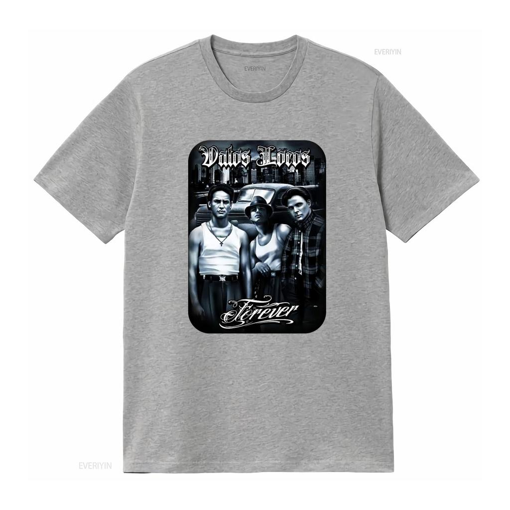 Vatos Locos Навсегда Мужская тяжелая футболка Печать на Shaka Wear Ретро Гангстерский стиль Городская мода винтаж Стиранный homme
