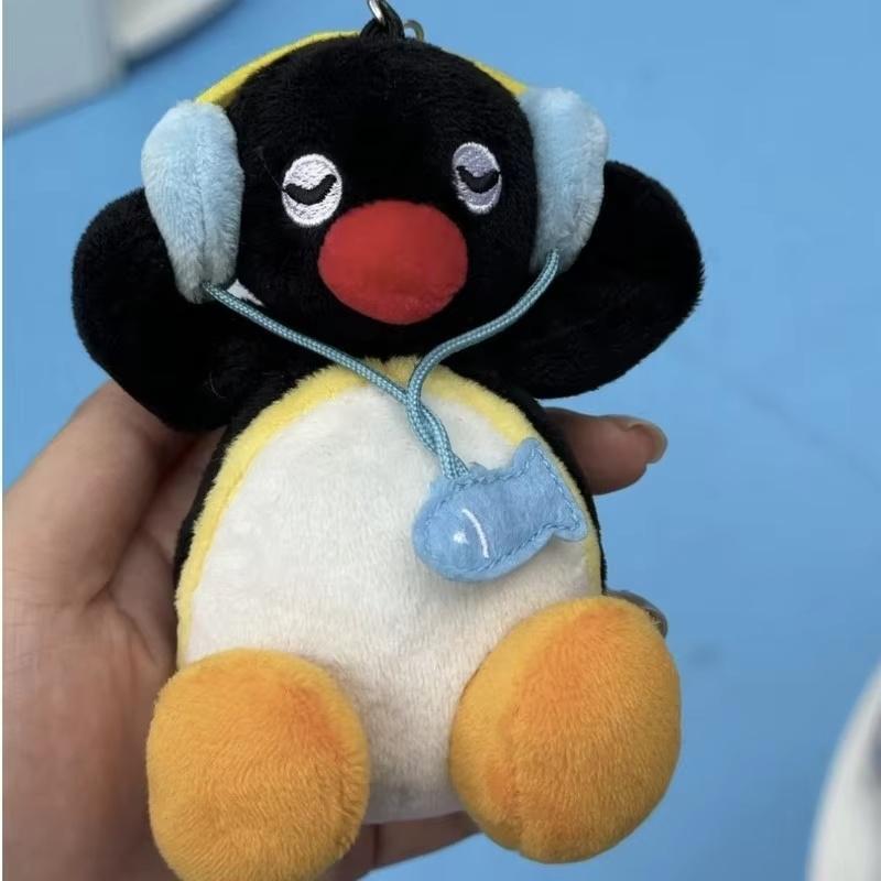 Penguin Plush Keychain Toy Cute Headphone Wearing Stuffed Doll Funny Cartoon Bag Pendant Backpack Purse Decor Surprise Gift