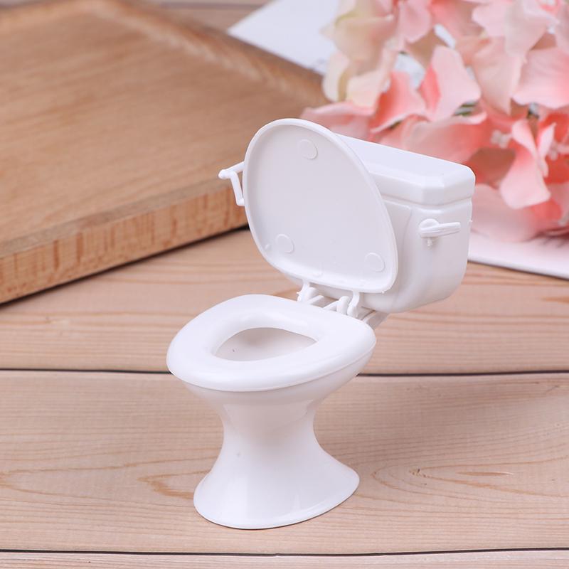 Dollhouse Miniature White Bathroom Toilet Model DIY Sand Table Landscape Scene Toys