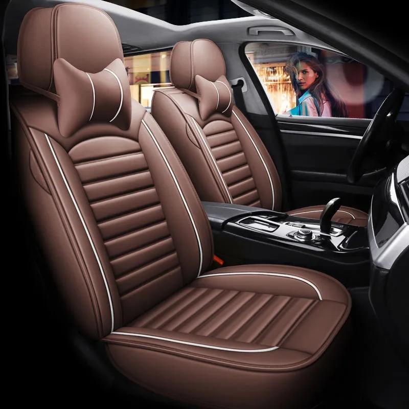 Чехол на автомобильное сиденье премиум-класса из искусственной кожи, водонепроницаемая подушка для автомобильного сиденья, универсальная 5-местная защита автомобильного стула, мягкая подушка