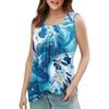 Square Collar Tank Top Women Print Tank Tee Casual Loose Fit Sleeveless Shirt