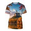 3D Printed Landscape T-shirt Chinese Art Painting T Shirt For Men Fashion Round Neck Short-sleeved Oversized Summer Tees Tops