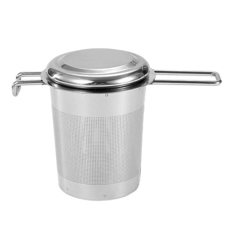 Stainless Steel Double Handle Loose Leaf Tea Infuser, Fine Mesh Coffee Filter Spoon with Lid, Hanging Leak-proof Tea Strainer