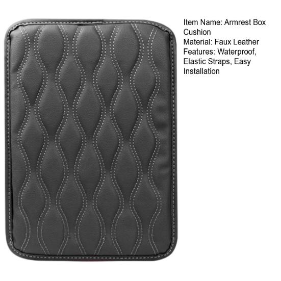 Universal Center Console Cover Waterproof Dirt-Resistant Armrest Box Cushion Protector with Elastic Straps for Most Vehicle