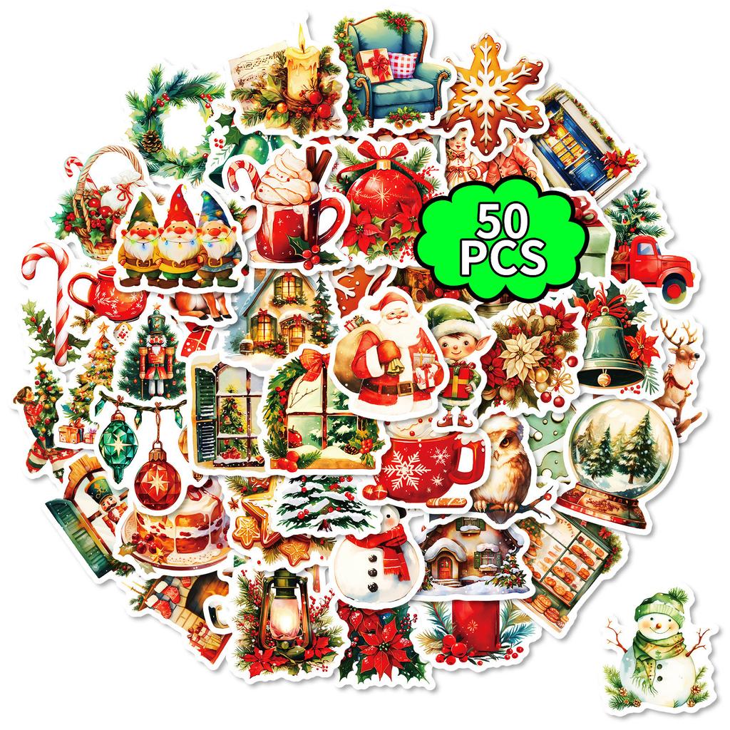 Christmas Stickers,50 PCS Christmas Stickers Labels,Snowman,Bells,Snow,Xmas Kids Stickers Decals For Crafts Decorations&Christmas Party Supplies