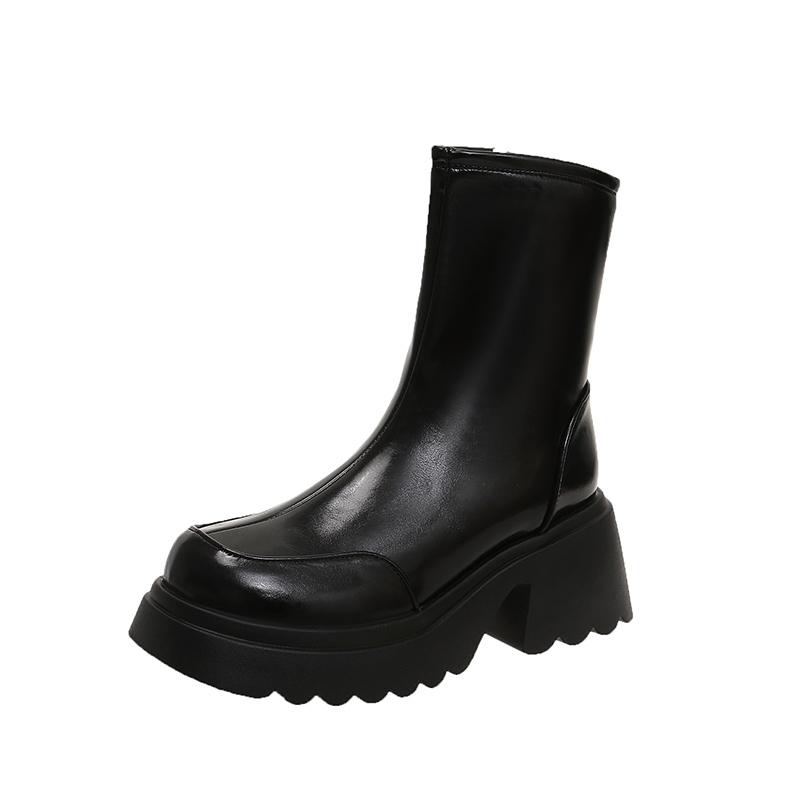 Женские ботильоны на платформе, высокие каблуки, кожаные туфли, женская мода 2025 года, зимние дизайнерские брендовые удобные теплые панк-байкерские ботинки Femme
