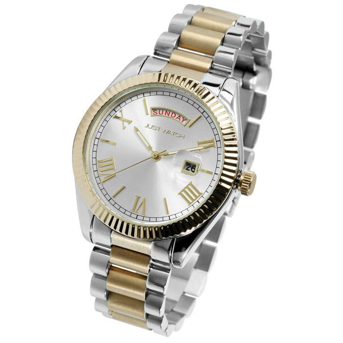 Montre homme - Luka - Bicolore argenté/doré - Boîtier 41 mm - Bracelet acier inoxydable