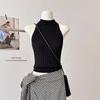Summer Korean Solid Color Halter Neck Sleeveless Slim Twist Knit Vest For Women
