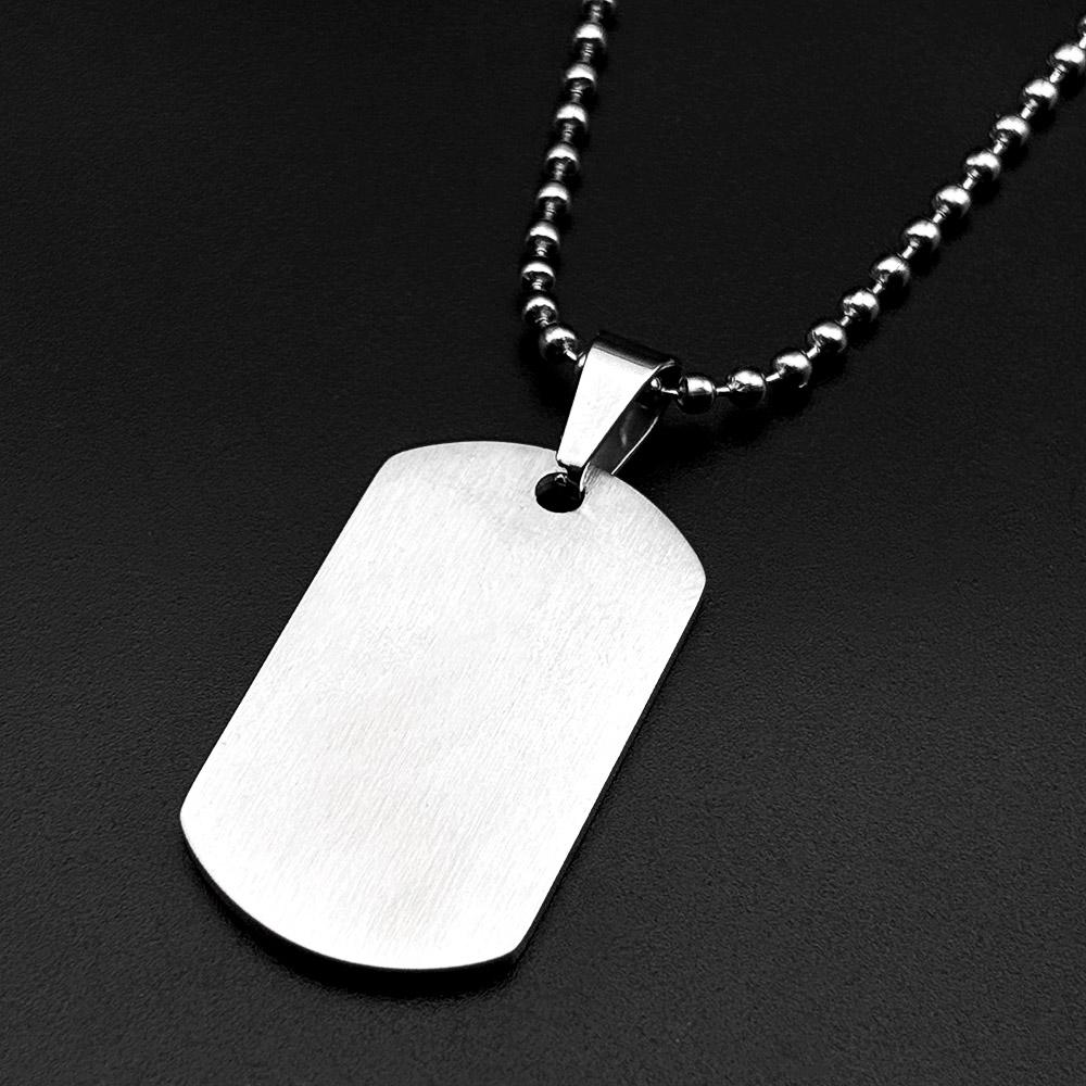Stainless Steel Crackle Texture Dog Tag Pendant Necklace for Women Men Gold Color Geometric Beaded Chain Necklaces Jewelry Gift