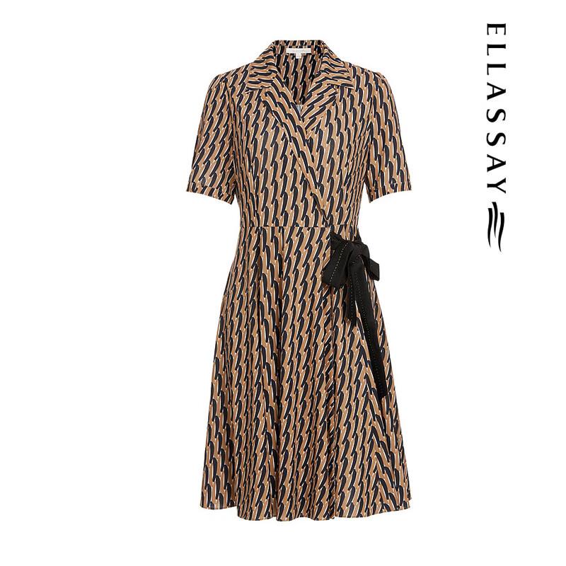 ELLASSAY Spring Floral Geometric Retro Tea Dress