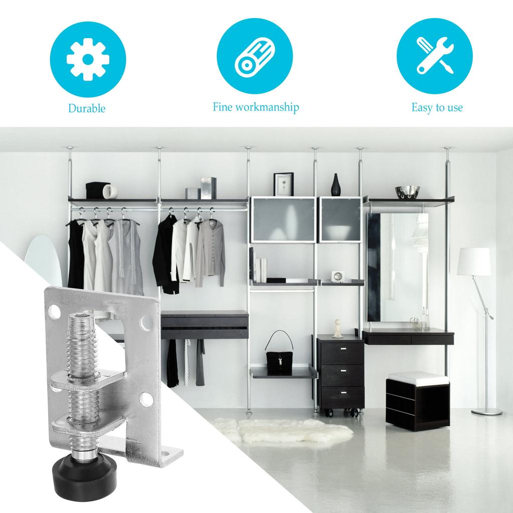 4Pcs Adjustable Furniture Leveling Feet Heavy Duty Steel Height Levelers for Cabinet Wardrobe Table Workbench Corner Bracket