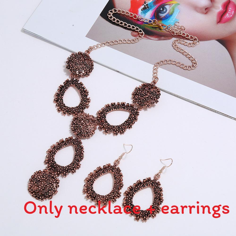 Water Chic Geometric Drop Necklace Set With Alloy Pendant And Chain Spring For