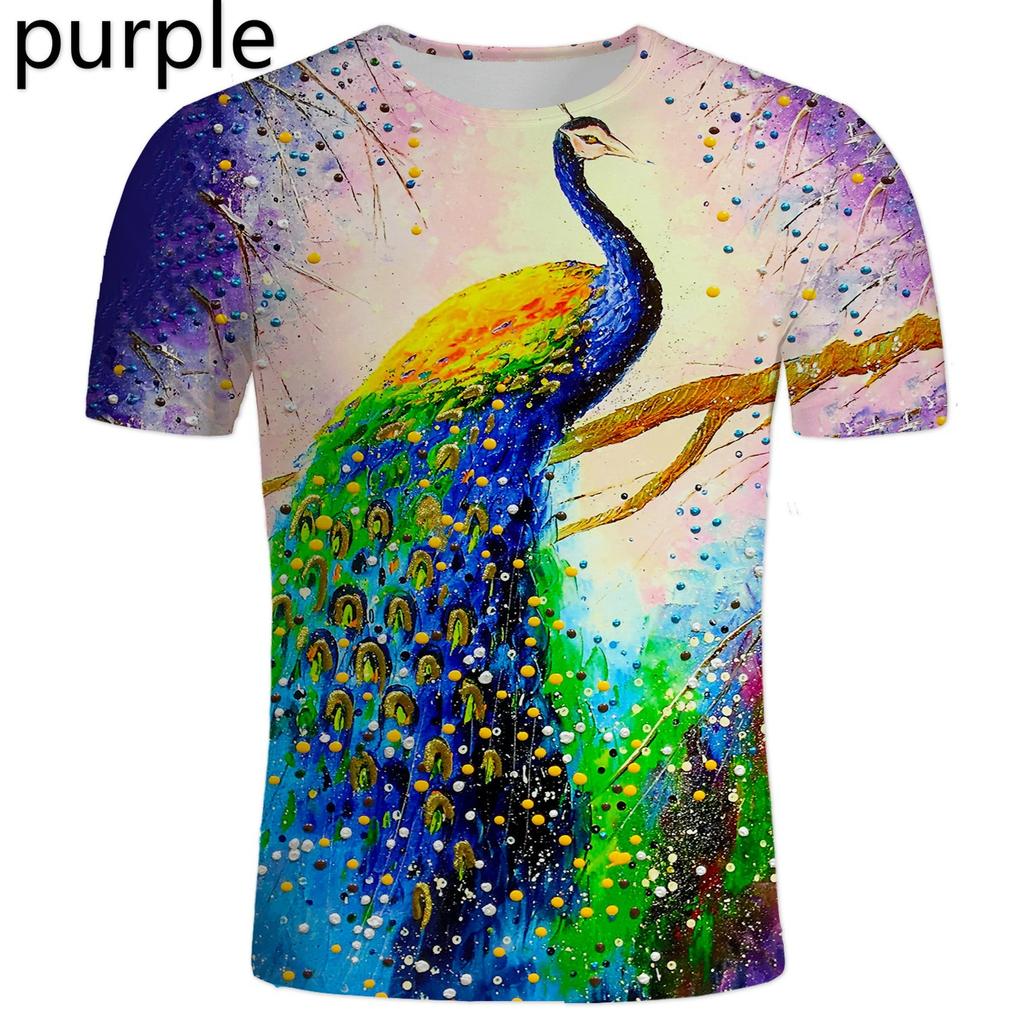 Fashion Peacock 3D Printed T Shirts Men's Casual Short Sleeve T-shirt Casual Men Summer Top