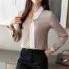 Women Tops Blouse Vintage Long Sleeve Shirt Chiffon Top White Shirt