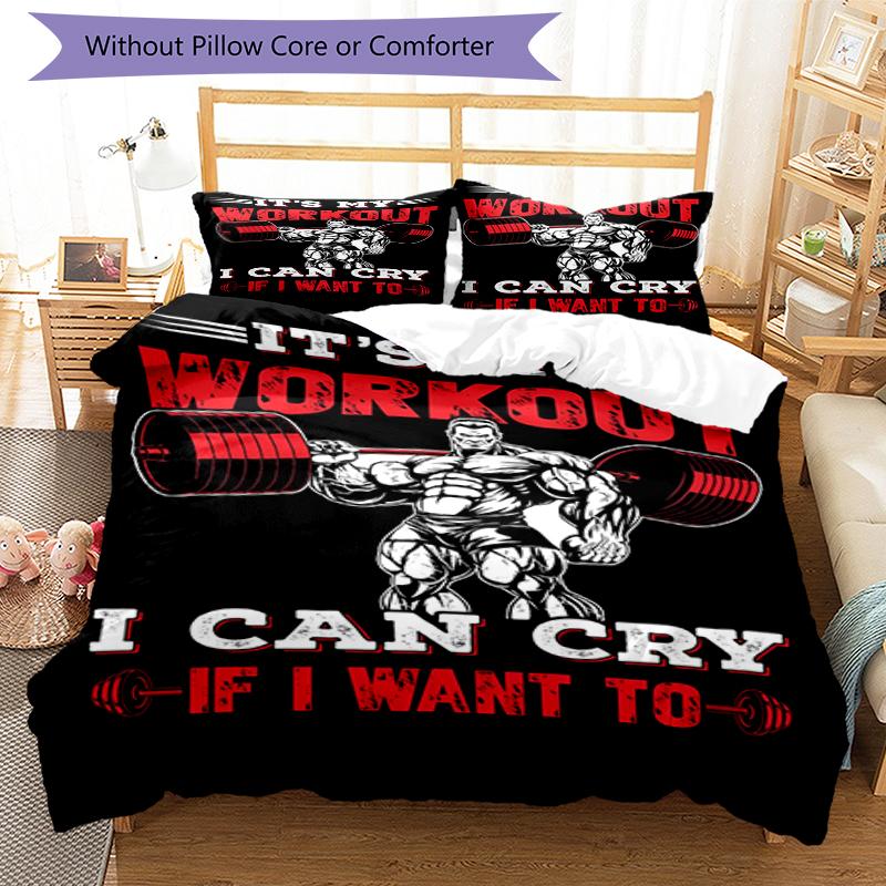 3pcs weightlifting Bedding Set Duvet Cover Closure Includes 1 Duvet Cover & 2 Pillowcases, Soft and Comfortable for All Seasons.