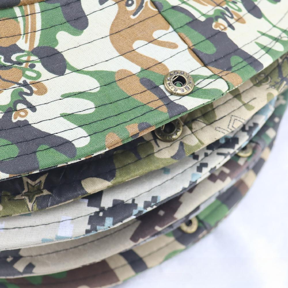 Camouflage Sun Hat for Men Summer Big Eave Sunshade Hat Outdoor Sport Climbing Hat Fishing Caps for Men Foldable with Buckle