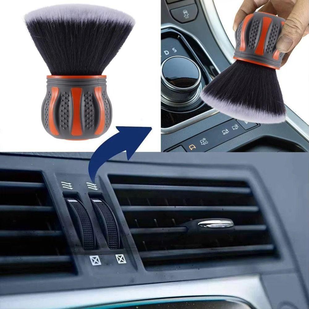 Ergonomic Grip Car Detailing Brushes Soft Bristles Air Vent Dust Cleaner Leather Surfaces