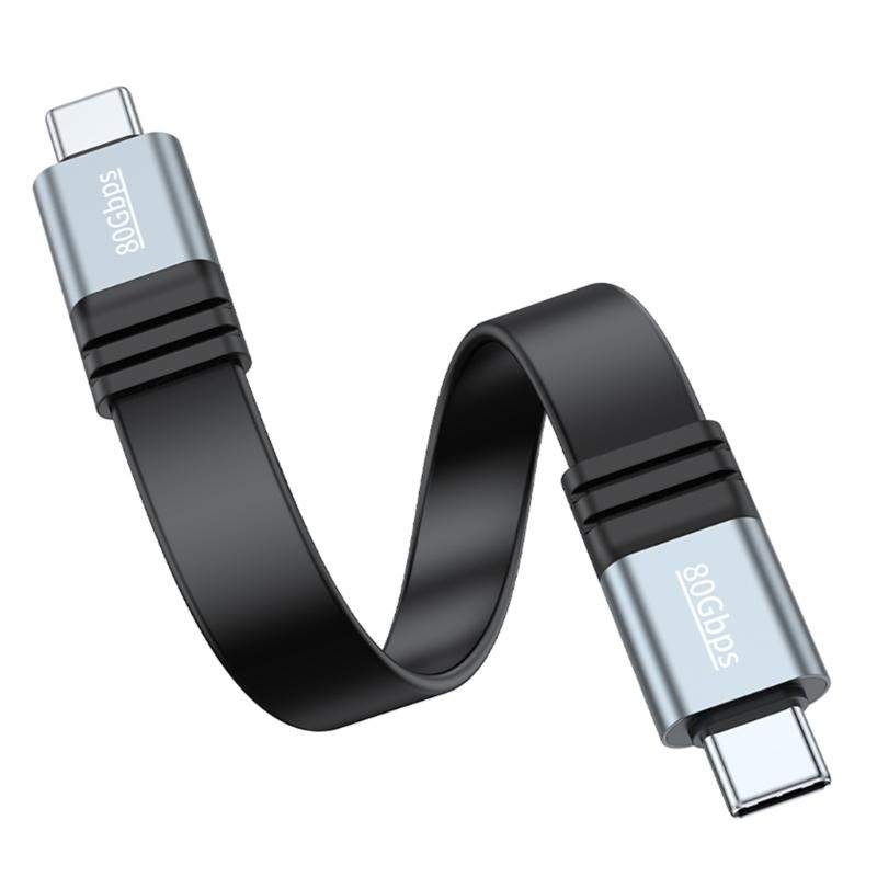 Супергибкий USB4 Type C кабель 15 см, скорость 80 Гбит/с, видеовыход, силиконовая и алюминиевая оплетка, подходит для устройств 5