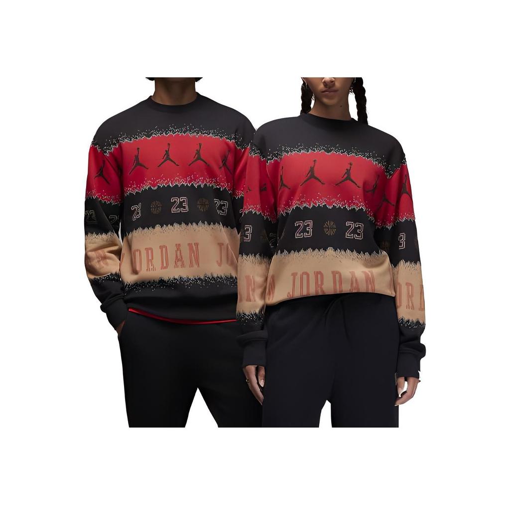 Jordan Свитшот Essentials Holiday Logo Retro Letter Print, ребристый, с круглым вырезом, унисекс, красный FD7463-687